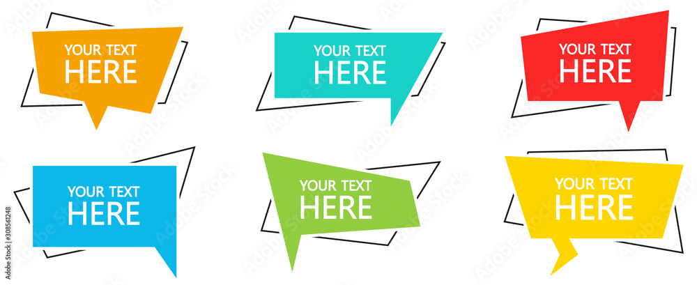 Wall mural geometric banner with text set. vector