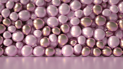 Beautiful background with beads, particles and simulation. 3d illustration, 3d rendering.