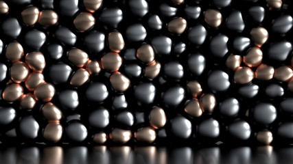 Beautiful background with beads, particles and simulation. 3d illustration, 3d rendering.