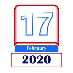 17 February 2020. Vector flat daily calendar. Date, month.
