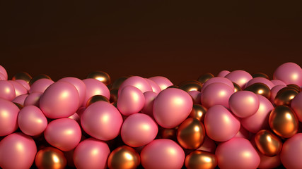 Beautiful background with beads, particles and simulation. 3d illustration, 3d rendering.