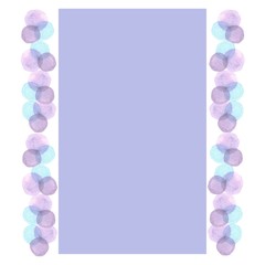 Frame with watercolor blue and purple circles 