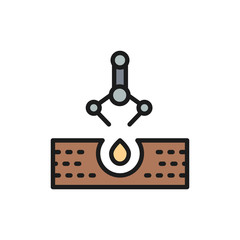 Automatic planting seeds flat color line icon. Isolated on white background