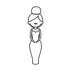 wedding bride woman elegant dress cartoon character thick line