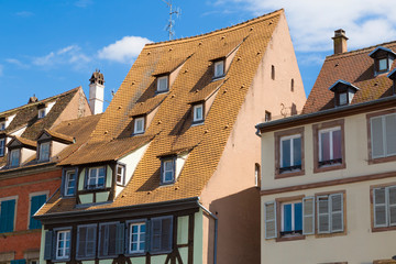 Ancient european houses with attics. Strasbourg. France