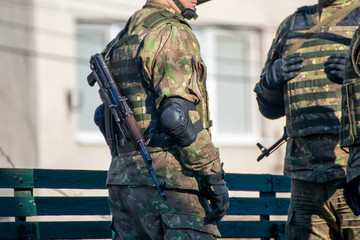 the soldiers of the Romanian army at the parade of the national day of Romania