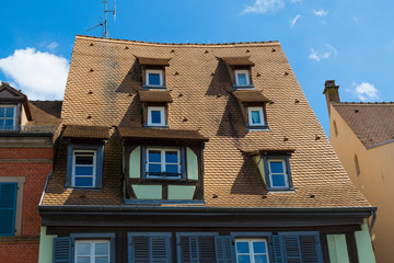 Ancient house with attics in old town. Strasbourg. France