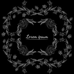 Tropical hand drawn floral frames. Outline set. Jungle foliage illustration. Floral set. Hand drawing. Vector isolated collection. Natural spring wedding card. Summer tropical leaf. Botanical frames