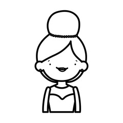 wedding bride woman elegant dress cartoon character portrait thick line