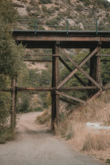 Old wooden rail way bridge.