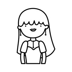 wedding bride woman elegant dress cartoon character portrait thick line
