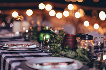 Evening Christmas Dinner in Patio