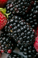 Fresh blackberries background, top view.