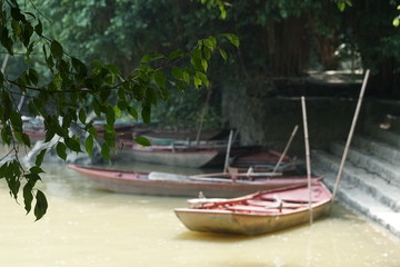 Naklejka na ściany i meble Boat on river in Vietnam