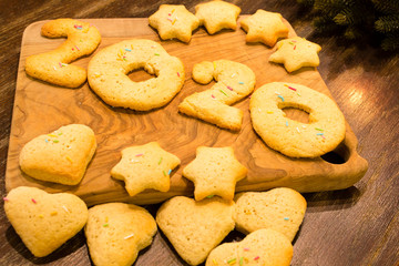 home made biscuits, form 2020, on a brown wood table 