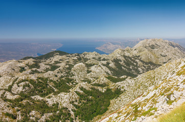 Mountain sea landscape in summer, Croatia. Biokovo national park landscape view, Makarska resort.