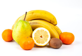 fresh fruits isolated on white background