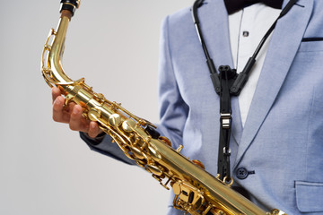 saxophone on black background