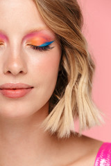Close up portrait of a beautiful young blonde woman