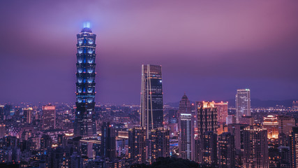 Naklejka premium Taipei 101 Night City View
