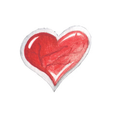 Heart as a symbol of the feast of February 14th. Watercolor hand drawn illustration for Valentine's day