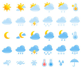 Weather icons set. To see the other vector weather illustrations , please check Sun collection.