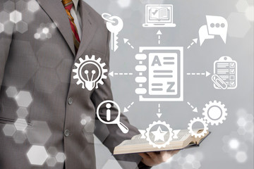 Vocabulary Book Study Language Education Business Concept. Online Internet Translation Glossary.