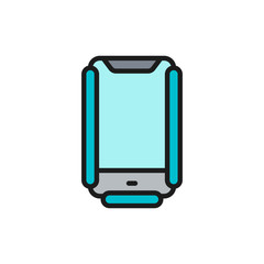 Protective anti crash smartphone case flat color line icon.