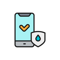 Smartphone protection from water and moisture flat color line icon.