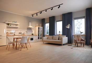 Modern kitchen interior with new stylish furniture