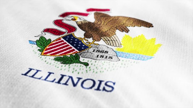 USA State Illinois flag is waving 3D rendering.