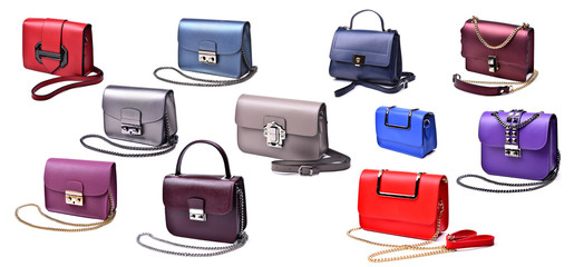 Set of multicolor fashion woman bags