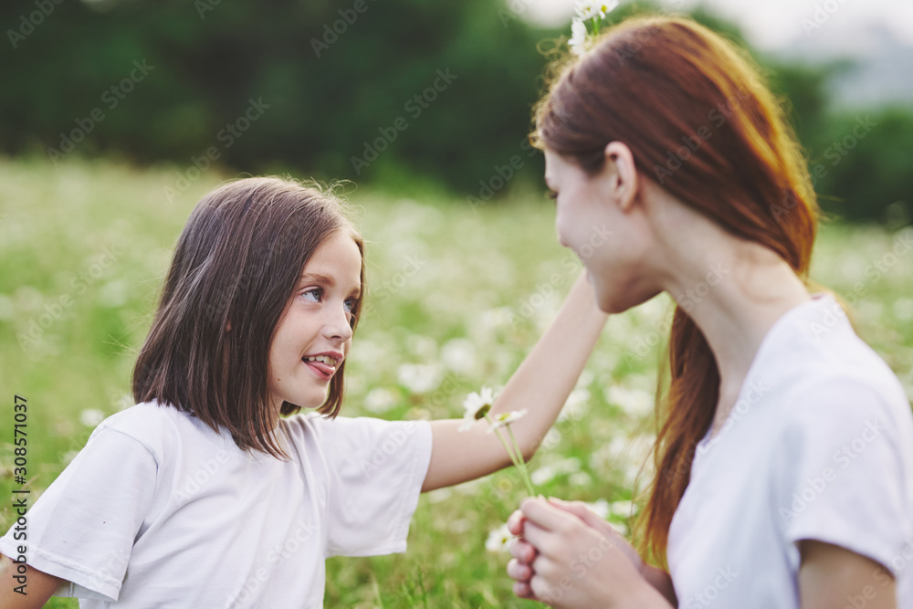 Wall mural mother and daughter in park