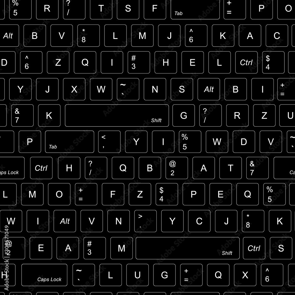 Fototapete computer keyboard background seamless. abstract vector pattern texture seamless background. black an
