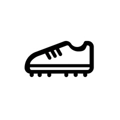 Soccer footwear and ball icon on white background. Bleck Vector illustration football boots.