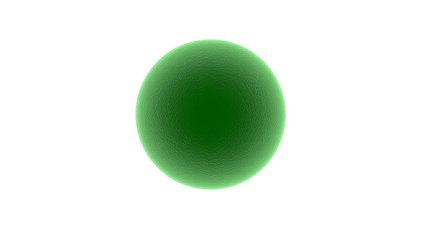 3D rendering of a green ball isolated on a white background. the ball is like a microorganism, a living cell, a simple microbe. Illustration for biology, composition for medical drawings.