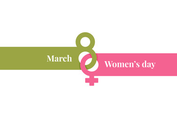 8 march banner. Womens day card on white