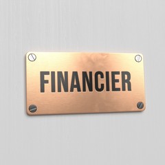 Financier identification nameplate. Job title. Door sign. 3d illustrarion