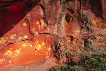 Orange geoforms in Labetxu on Mount Jaizkibel, Basque Country