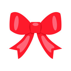 Red ribbon bow icon isolated on white background