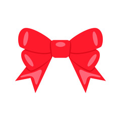 Red ribbon bow icon isolated on white background