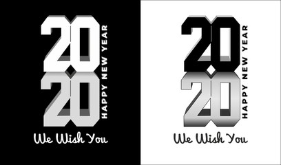 Holiday lettering typography logo for the celebration of the new year 2020. Decor elements for design, greeting cards, cards, invitations, flyers, stickers. Illustration, vector