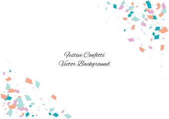 Festive color rectangle confetti background. Abstract frame confetti texture for holiday, postcard, poster, website, carnivals, birthday and children's parties. Cover confetti mock-up. Wedding card