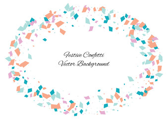 Festive color rectangle confetti background. Abstract frame confetti texture for holiday, postcard, poster, website, carnivals, birthday and children's parties. Cover confetti mock-up. Wedding card