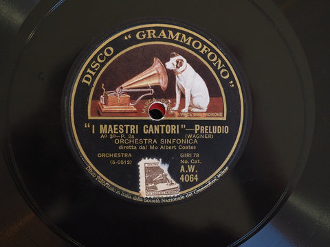 MILAN - DEC 2019: Vintage 78 rpm shellac record label