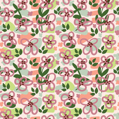 seamless repeat pattern with leaves and flowers