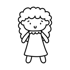 kids toy, cute doll with dress thick line