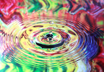 Photo art, Water drop and circles on on the water, colorful background