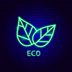 Eco Leaves Neon Label