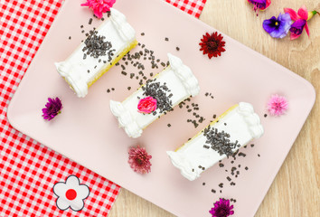 Rozen Cake, traditional pink cake with white chocolate